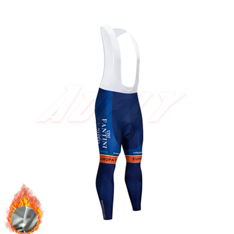 White strap Новая команда VINI Велоспорт Джерси нагрудники брюки комплект Ropa Ciclismo зима тепловой флис pro велосипедная куртка Майо синий градиент оранжевый - Цвет: White strap