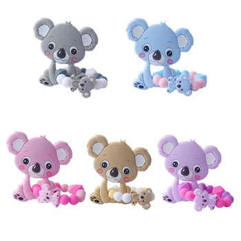 

2019 New Baby Newborn Cartoon Small Modeling Practice Grasping Tooth Toy BPA Soft Silicone Beads Teether Gel Toy