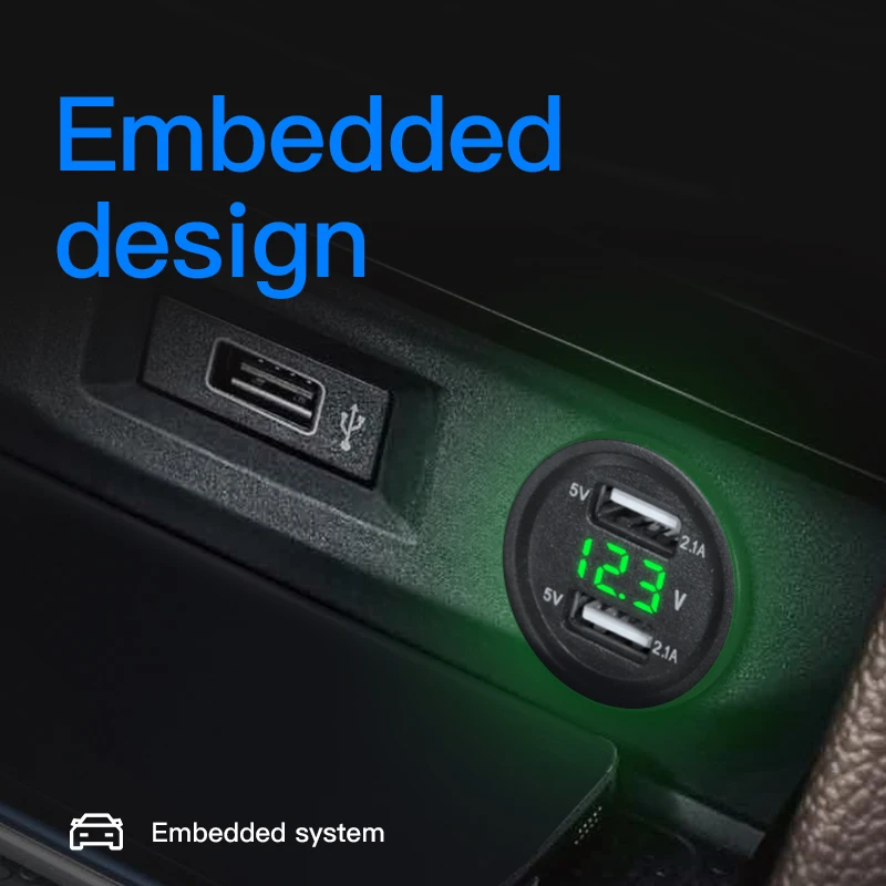 Универсальный автомобильный адаптер с двумя USB разъемами 12 24 В 4 2 А дисплей