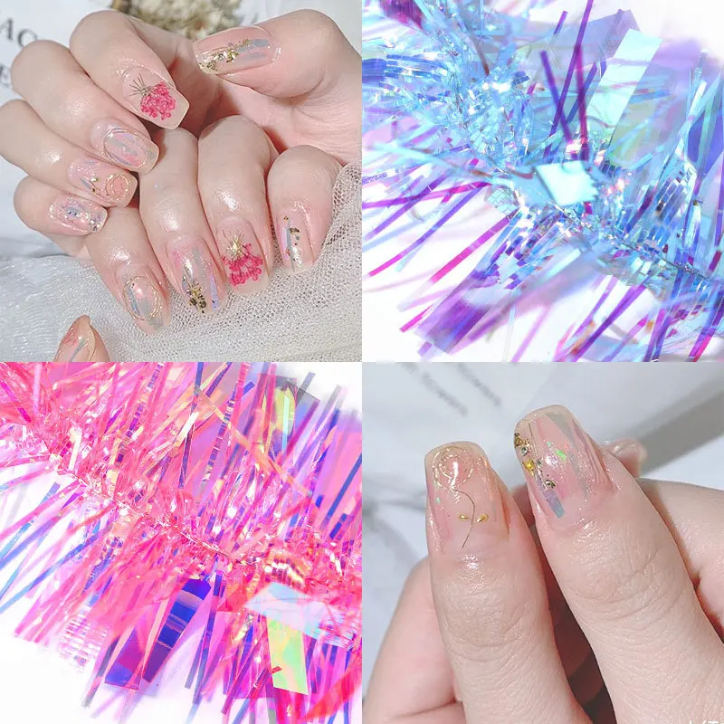 

Aurora Nail Art Stickers Irregular Broken Glass Nail Foil Paper Laser Mirror Nail Foils Holographic Decal Manicure Decorations