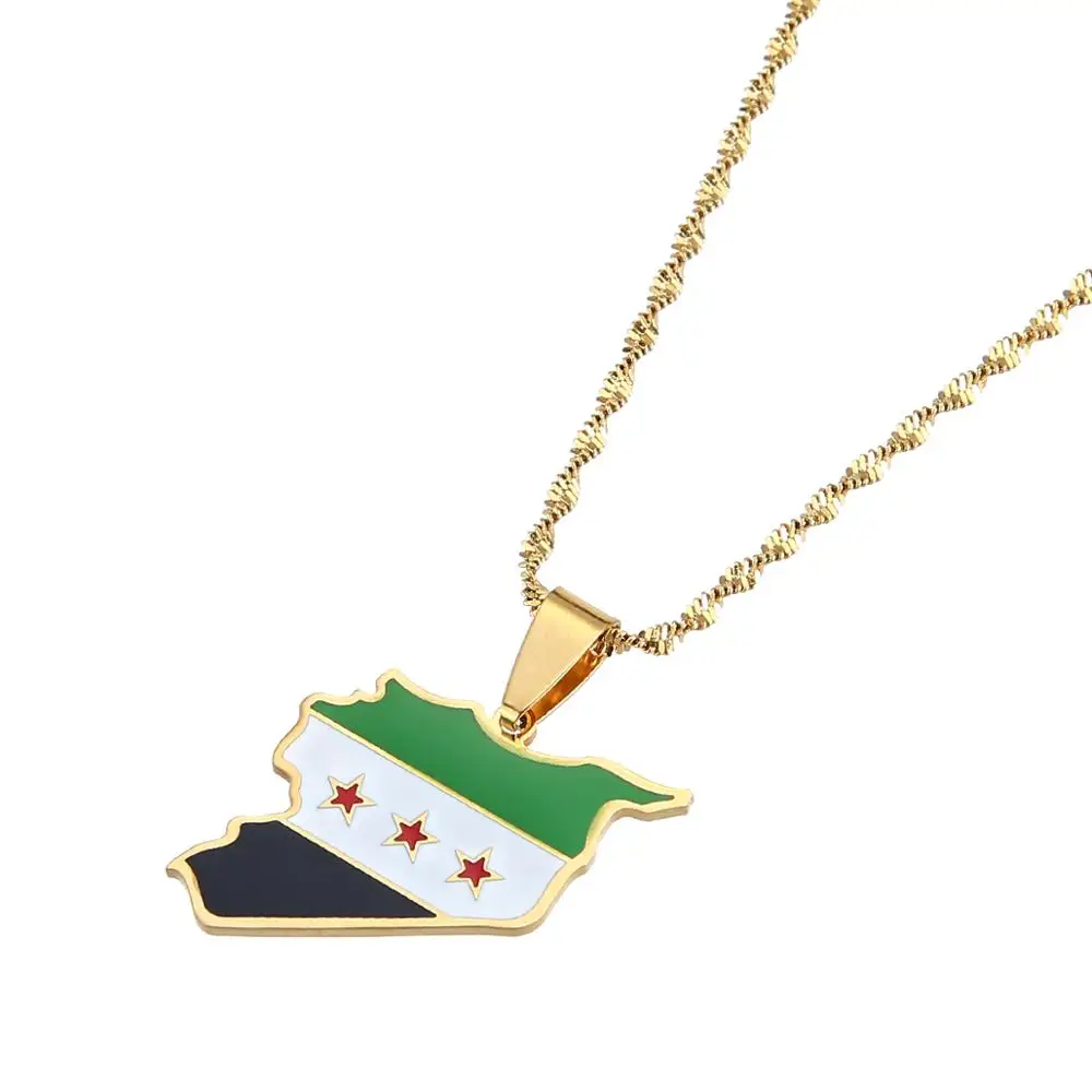 Syria Map Flag Pendant Necklaces Fashion Syrians Map Jewelry 4