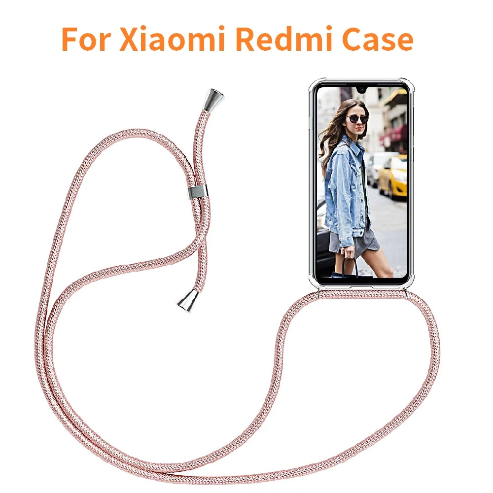 Strap Cord Chain Phone Case for Xiaomi Redmi Note 10 9 8T 8 7 6 5 Pro Cover Necklace Lanyard For Red MI 9 9A 9C 8 7A 7 Funda