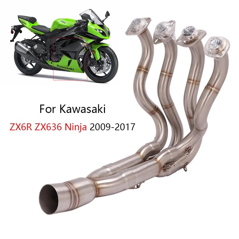 For Kawasaki ZX6R ZX636 Ninja 2009 2017 Exhaust System Motorcycle Header Link Pipe Slip On Stock
