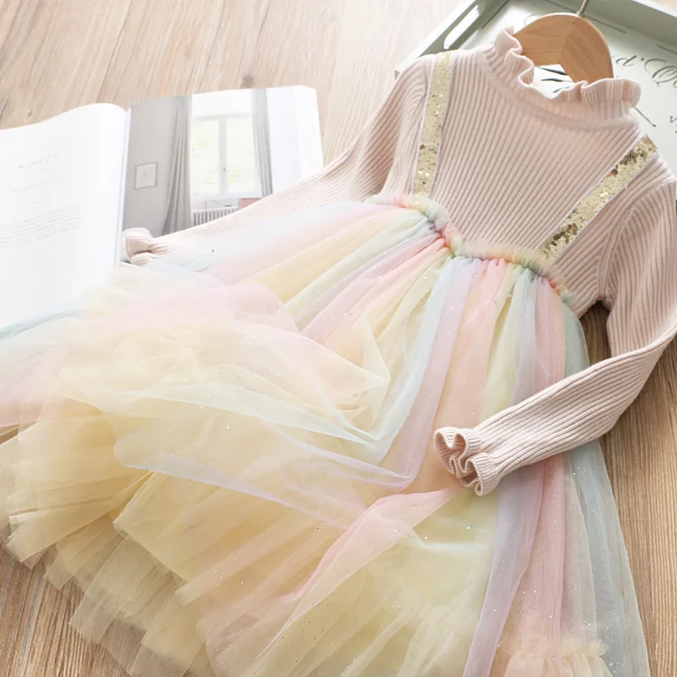 Новинка 5324 года; Радужное платье-пачка принцессы с блестками для маленьких девочек; рождественское платье для маленьких девочек вечерние Детские платья на свадьбу для девочек; ; Одежда для девочек