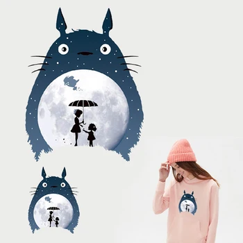 

Cartoon Totoro Patch Iron on Transfer Moon Patches for Clothes T-shirt Applique Heat Transfer Vinyl Stickers Thermal Transfers