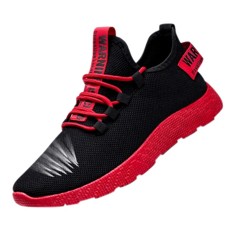 Новинка; модные мужские кроссовки со шнуровкой; Вулканизированная Мужская обувь для бега; дышащая удобная сетчатая обувь на плоской подошве; повседневная обувь для мальчиков - Цвет: red 2