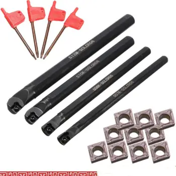 

4 Set Of 7/8/10/12Mm Sclcr Lathe Boring Bar Turning Tool Holder+10Pcs Ccmt 0602 Carbide Insert Blades for Lathe Turning Machine