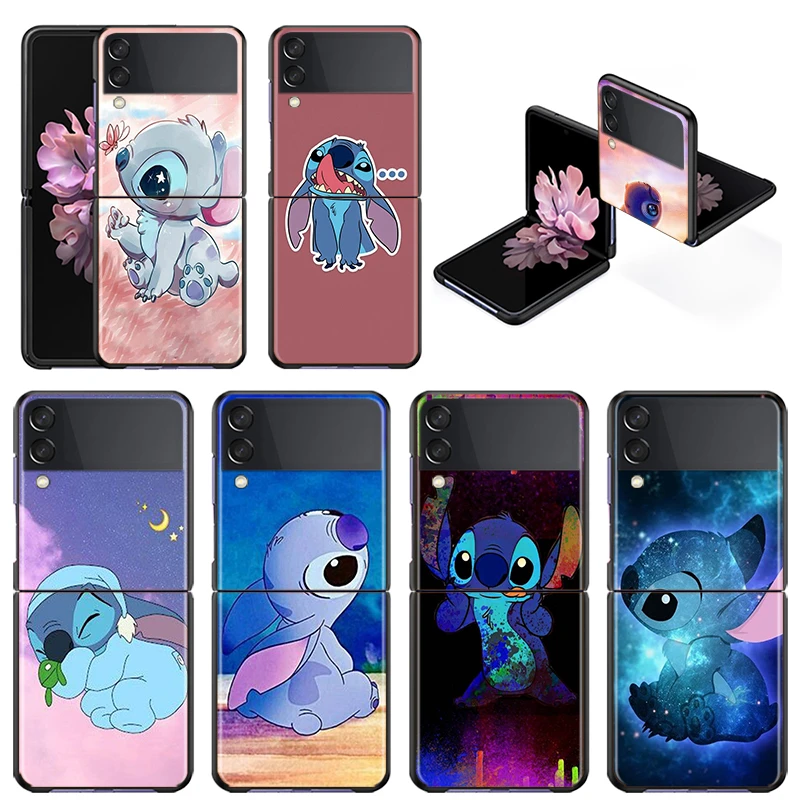 Shockproof Hard Fashion New Mobile Cover Disney Cute Stitch For Samsung Galaxy Z Flip 3 5G Black Fundas Phone Case galaxy flip3 case