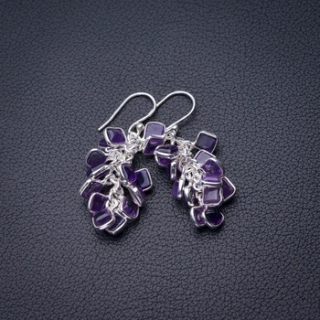 

StarGems Natural Amethyst Handmade 925 Sterling Silver Earrings 1.5" D6836