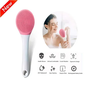 

Body Massager Brush with 3 Level Vibration Electronic Waterproof Back Scrubber Facial Cleansing Brush With Long-handle Bath Spa