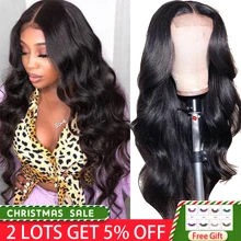 Uneed объемная волна 13x4 Синтетические волосы на кружеве парики из натуральных волос для Для женщин предварительно вырезанные перуанский объемная волна Волосы remy парики волос ОТБ