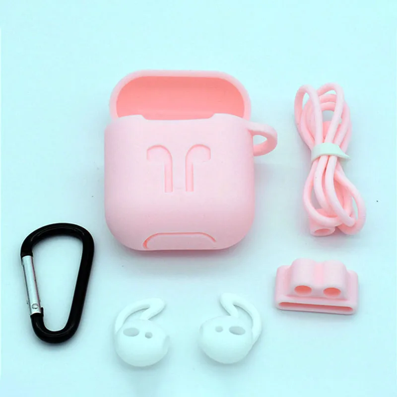 5 шт./компл. силиконовые Беспроводной Bluetooth футляр для наушников для Airpods Apple I10 I30 наушники-вкладыши TWS с вкладыши Наушники Аксессуары Защитная крышка - Цвет: Розовый