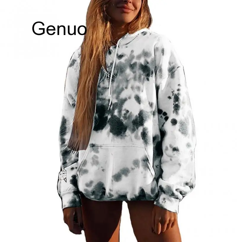 

Women Hooded Sweatshirt Tie Dye Print Hoodies Long Sleeve Autumn Winter Womens Clothes Streetwear Harajuku Hoodies Fashion Top