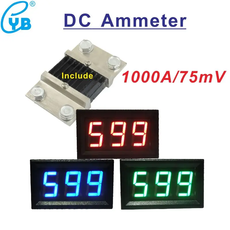 1000A75mVShuntDCAmmeterCurrentMeterandShuntLEDDigitalAmmeter