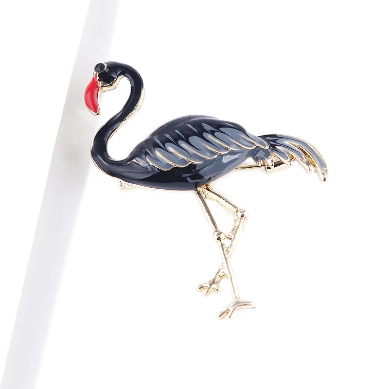 1pc Enamel Flamingo Bird Brooches Fashion Design Animal Pins Corsage Elegant Jewelry Daily Dress Accessaries