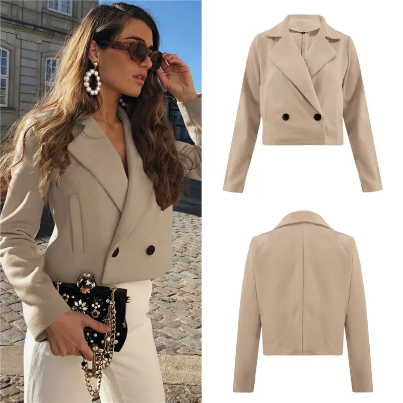 FANTOYE Autumn New Elegant Women Jackets Fashion Office Ladies Khaki Jacket Outwear Tops Loose Basic Street Coat Plus Size