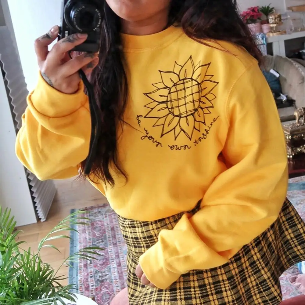 Be your own sunshine Женская мода слоган Цитата слоган Забавный молодой религия христианская толстовка пуловеры графическая Цитата художественный Топ