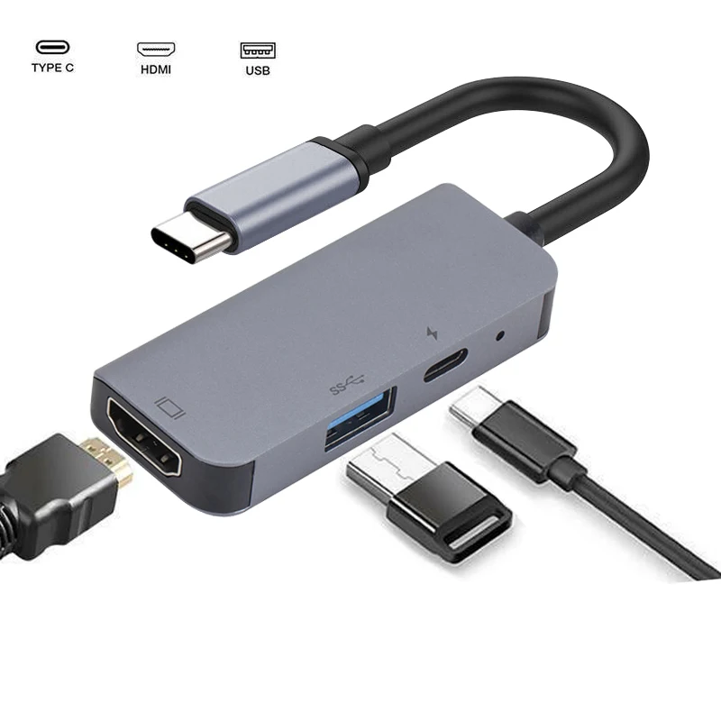 8 в 1 Алюминиевый сплав USB-C концентратор к HDMI+ USB 3,0+ PD зарядный кабель RJ45 Ethernet Micro SDTF OTG адаптер 3 в 1 5 в 1 6 в 1