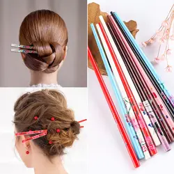 Colorful  Hand-carved Hair Care Retro Style Natural wood  Hair Stick Hairpin Chopstick  Hair Accessories
