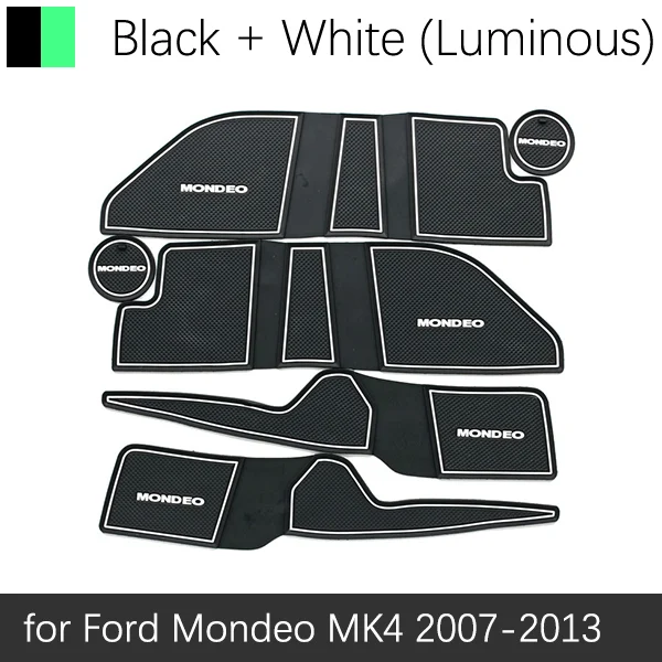 Для Ford Mondeo 2007~ 2012 MK4 противоскользящими резиновыми затворный слот подставка под кружку, Салонные подложки чашки Coaster подушки 2008 2009 2010 2011 2013 - Название цвета: White Luminous