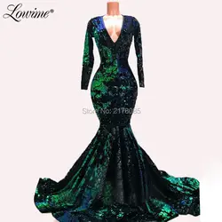 Robe De Soiree зеленое торжественное платье 2019 вечернее платье с юбкой-годе Вечерние платья Vestido Abiye Gece Elbisesi с длинными рукавами арабский вечер