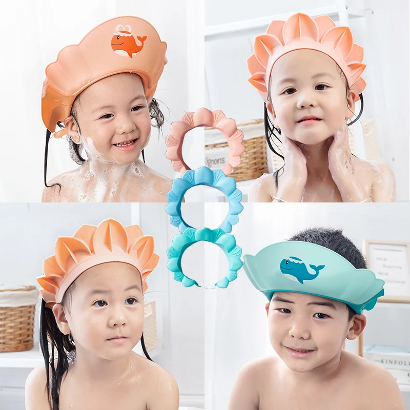 Gorro de baño ajustable para bebé, protector de ducha para niños, protector de ojos a prueba de agua, protección contra salpicaduras, gorra de champú para bebé