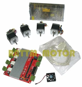 

4 axis CNC kit 4pcs NEMA17 78oz-in stepper motor 48mm 4 Leads + 4 axis TB6560 Driver board breakout card for CNC Router
