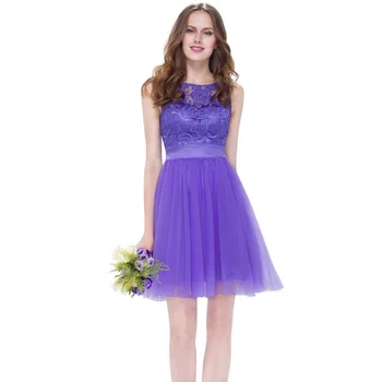 

BGW HT3264 Purple Tulle Elegant Mini Cocktail Dresses Sleeveless Deep V Back With Sashes 2020 Vestido Blanco Coctel