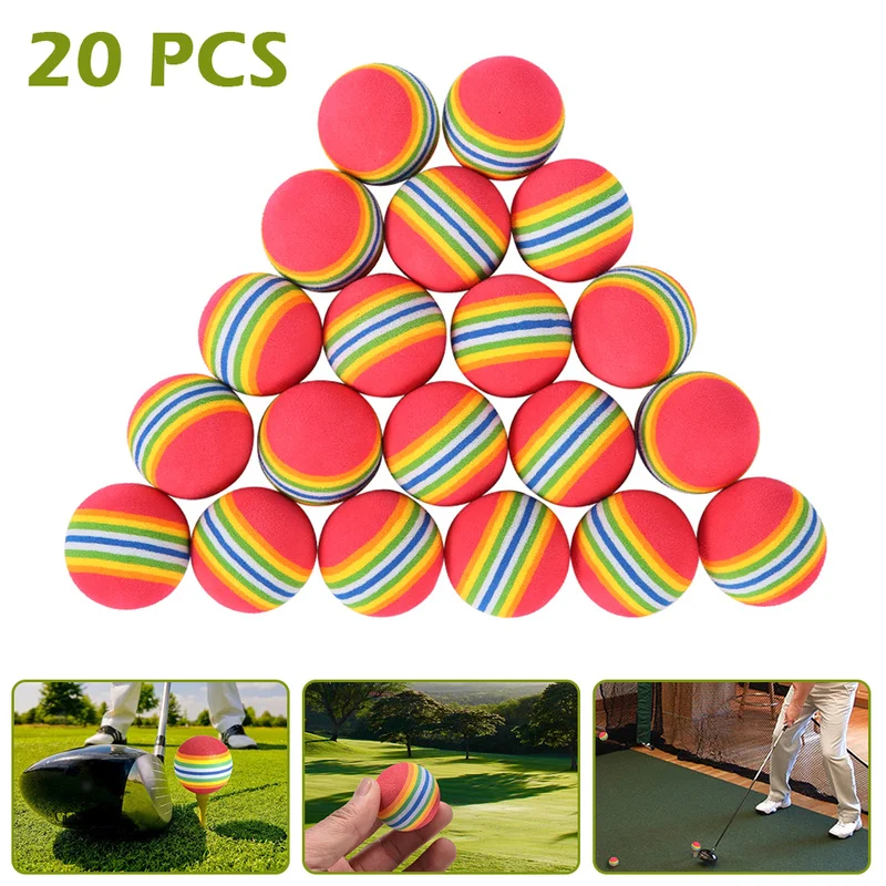 20pcs Rainbow Golf Balls Sponge Soft Foam Swing Training Golfer Tennis Practice Ball Aid | Спорт и развлечения