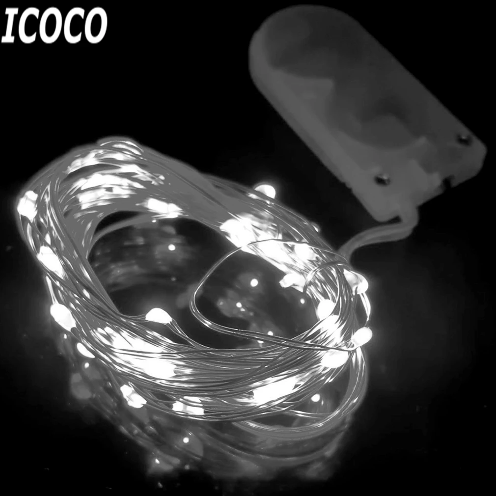 ICOCO водонепроницаемый Ip65 2 м/3 м/4 м кнопка на батарейках светодиодный светильник-гирлянда с медным проводом и чехол для аккумулятора для вечерние украшения - Испускаемый цвет: White Light