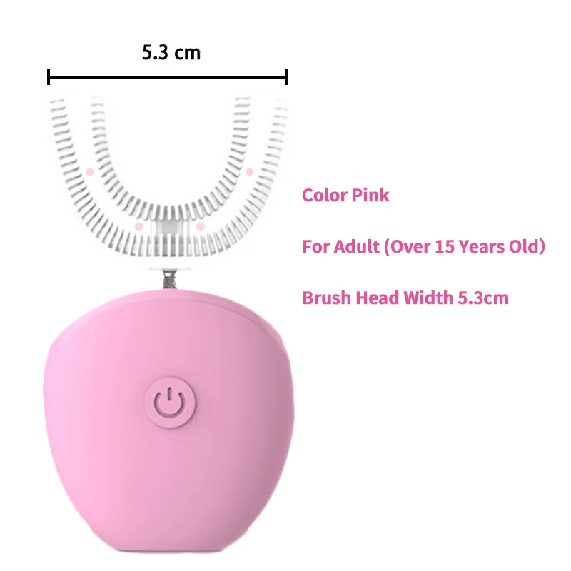 Adult Pink 360 звуковая электрическая зубная щетка для детей и взрослых, автоматическая электрическая зубная щетка для детей, u-образная щетка, холодный светильник, отбеливатель зубов - Цвет: Adult Pink