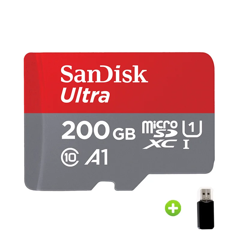 Оригинальная карта памяти SanDisk Micro SD 32 Гб A1, 16 ГБ, 64 ГБ, 128 ГБ, 200 ГБ, 256 ГБ, 400 гб, 98 Мб/с, TF карта, флеш-накопитель для смартфона - Емкость: 200GB-Card Reader
