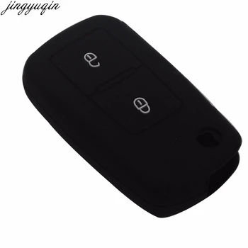 

jingyuqin 15ps 2 Btn Silicone Flip Key Case Cover For Vw MK4 Seat Altea Alhambra Ibiza Polo Golf 4 5 6 Transporter Amarok Sharan