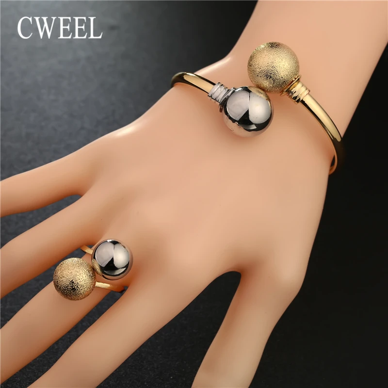 CWEEL очаровательные женские браслеты-манжеты золотистого цвета, женские браслеты в простом стиле, элегантный металлический браслет и браслет для женщин, аксессуары