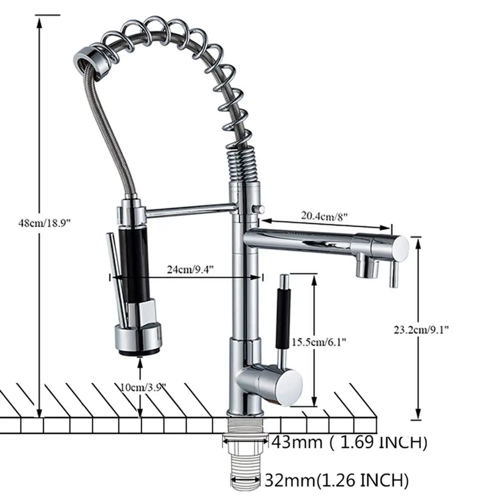 Uythner Chrome Brass Basin Kitchen Faucet Vessel Sink Mixer Tap Spring