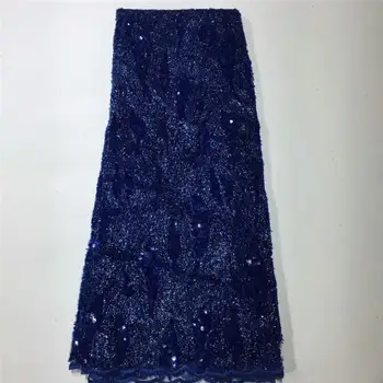 

New Design African Nigerian Lace fabric High Quality Heavy industry Sequins embroidery French Tulle Lace fabric for Wedding 2020