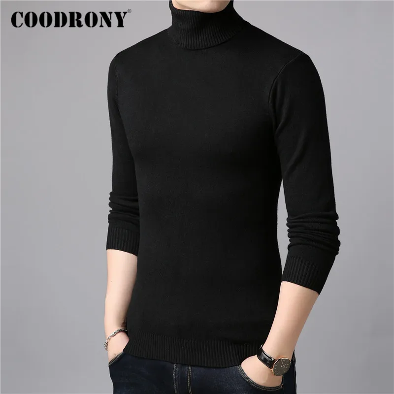 Cena COODRONY marka sweter z golfem mężczyźni klasyczne Casual Pull Homme 2019 zima grube ciepłe swetry z miękkiej dzianiny mężczyzn C1009