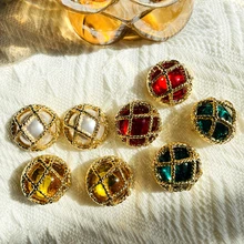 

New Resin Earring 4 Colors Transparent Dome Hollow Net Design Stud Eardrop Jewelry Cute Party Accessory for Women Earrings