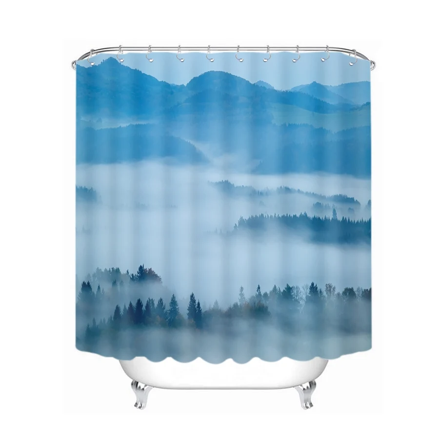3d Natural Scenery Pattern Western Canyon Waterfall Shower Curtains Waterproof Thickened Bath Curtains for Bathroom Customizable - Цвет: Color C