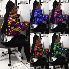 

Women's Winter Coats 2021 New Long Sleeve Print Warm Cotton Women's Clothing Short Jackets