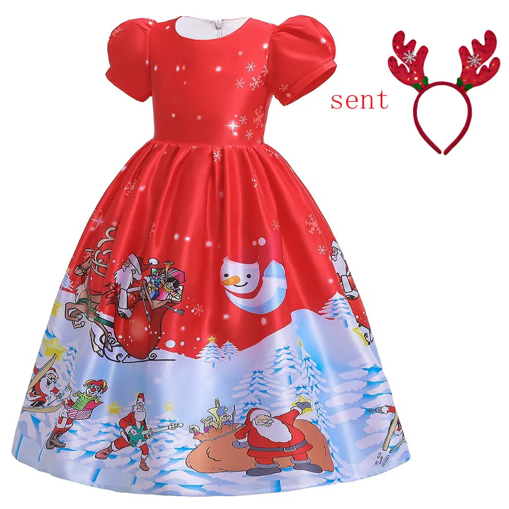 Платье с единорогом для рождественской вечеринки; Детские платья для девочек; Костюм Золушки; платье принцессы Эльзы; fantasia infantil От 4 до 14 лет - Цвет: Red