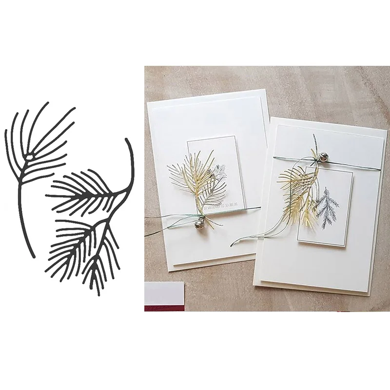 

2pcs Fir branches metal cutting dies cut die mold for diy scrapbooking cards making paper crafts knife mould new 2020 diecuts