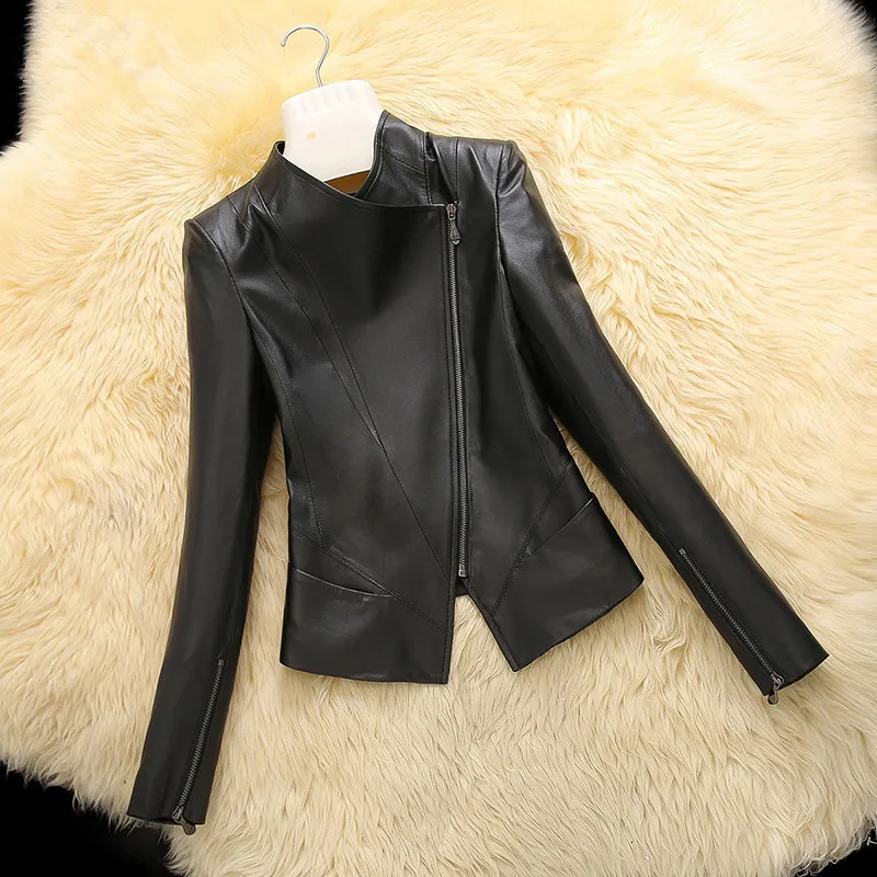 

Casual 2020 Spring Autumn Genuine Leather Jacket Real Sheepskin Coat For Women Short Black Slim Jackets Outerwear 18019 s