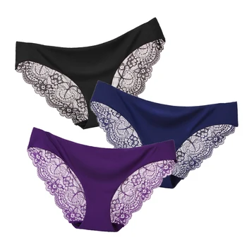 

Ladies Underwear Woman Panties Sexy Lace Plus Size Panty Mid-Rise Transparent Seamless Comfortable Briefs Girls Lingerie