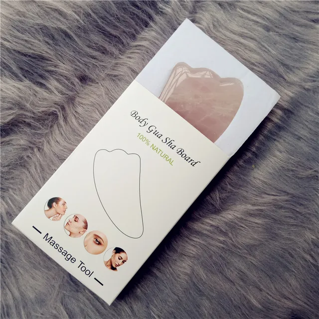 Natural Jade Gua Sha Scraper Board Massage Rose Quartz Jade Guasha Stone For Face Neck Skin