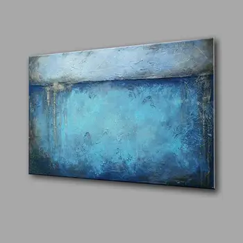 

Hand painted Abstract Blue Texture Oil Painting Blue Modern Golden Wall Art Picture for Living Room Navy Decor Home