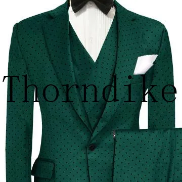Suits For Men 3 Pieces(Jacket+Pants+Vest) Made Dark Green Dot Casual Marriage Groom Blazer Tuxedo Men For Wedding mens suit
