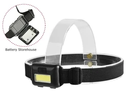 XANES – lampe frontale LED ultralégère avec technologie COB, 3 Modes d'éclairage réglables, 201 lumens, 3 piles aaa, pour le Camping et la course à pied 