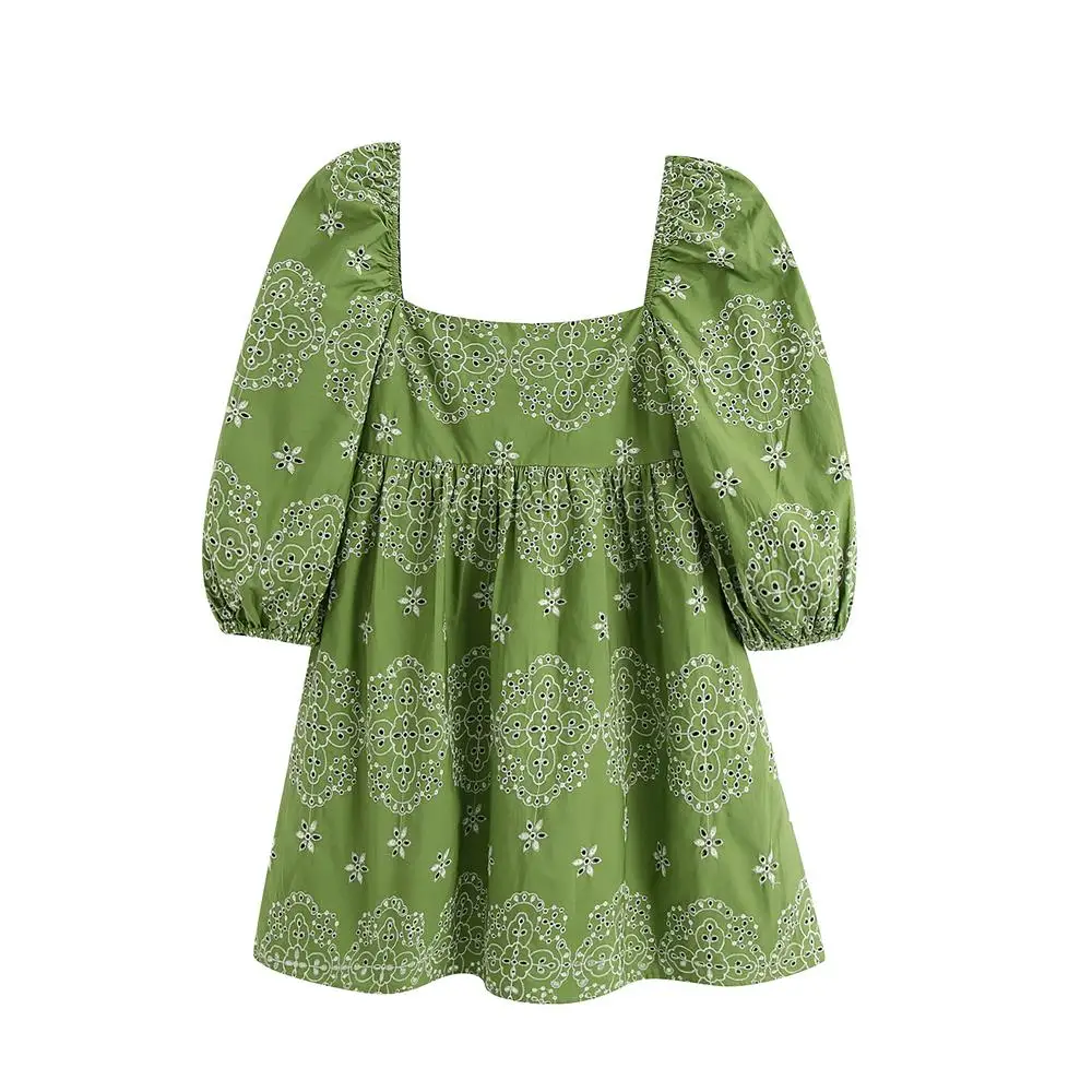 Новинка лета 2020 женское мини-платье с квадратным вырезом пышными рукавами