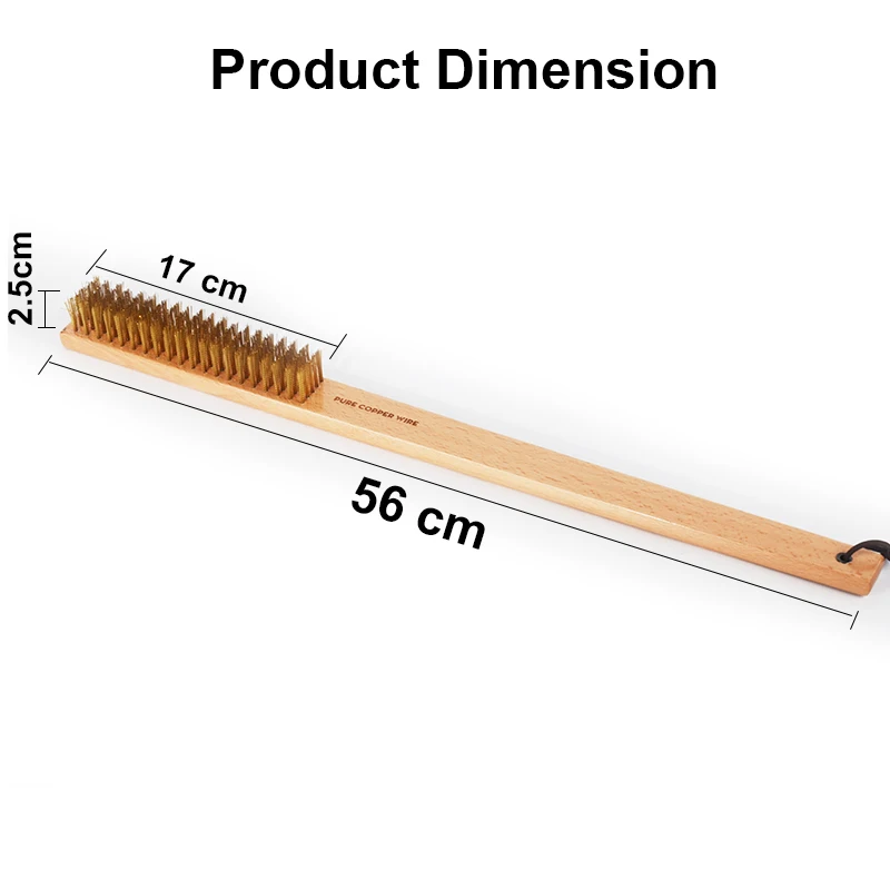 PizzAtHome Pizza Oven Copper Brush Bristle Brass Wood Handle Grill Cleaning Oven Small Brush for Small Roccbox Onni Koda